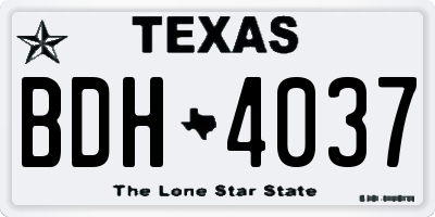 TX license plate BDH4037