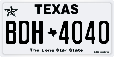 TX license plate BDH4040