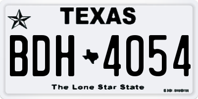 TX license plate BDH4054