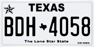 TX license plate BDH4058