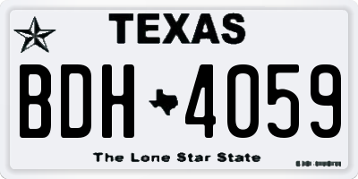 TX license plate BDH4059