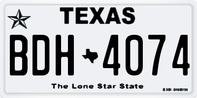 TX license plate BDH4074