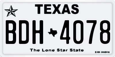 TX license plate BDH4078