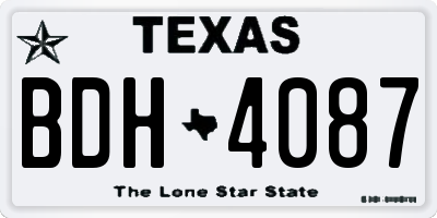 TX license plate BDH4087