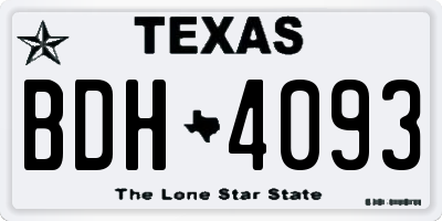 TX license plate BDH4093