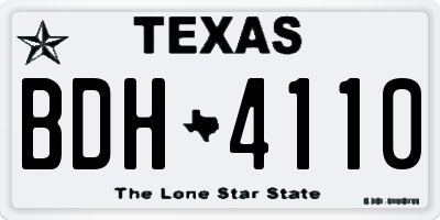 TX license plate BDH4110