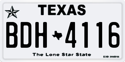 TX license plate BDH4116