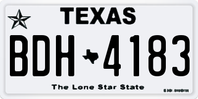 TX license plate BDH4183