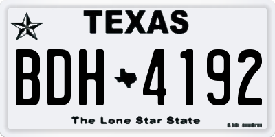 TX license plate BDH4192