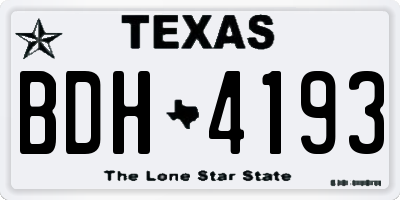 TX license plate BDH4193