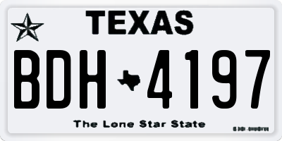 TX license plate BDH4197