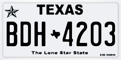 TX license plate BDH4203