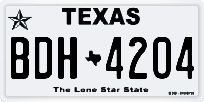 TX license plate BDH4204