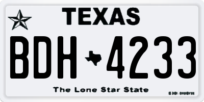 TX license plate BDH4233