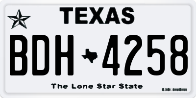 TX license plate BDH4258