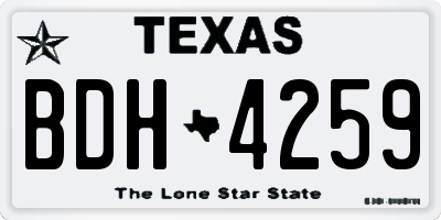 TX license plate BDH4259
