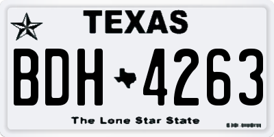 TX license plate BDH4263