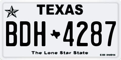 TX license plate BDH4287