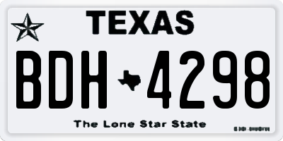 TX license plate BDH4298