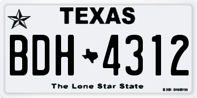 TX license plate BDH4312