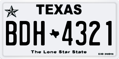 TX license plate BDH4321