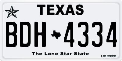 TX license plate BDH4334