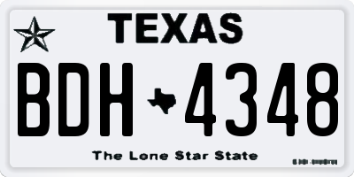 TX license plate BDH4348