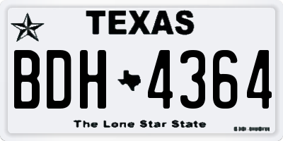 TX license plate BDH4364
