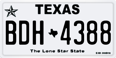 TX license plate BDH4388