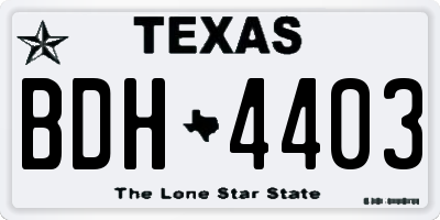 TX license plate BDH4403