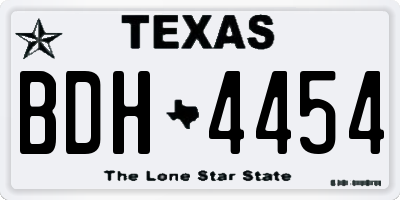 TX license plate BDH4454