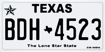 TX license plate BDH4523