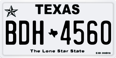 TX license plate BDH4560