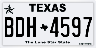 TX license plate BDH4597