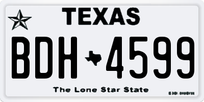 TX license plate BDH4599