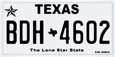 TX license plate BDH4602