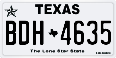TX license plate BDH4635