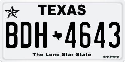 TX license plate BDH4643