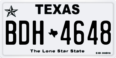 TX license plate BDH4648