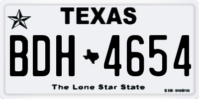 TX license plate BDH4654