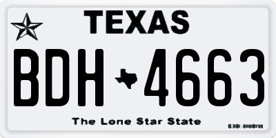 TX license plate BDH4663