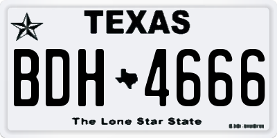 TX license plate BDH4666