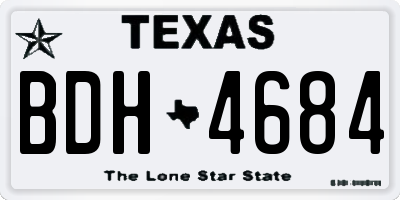 TX license plate BDH4684