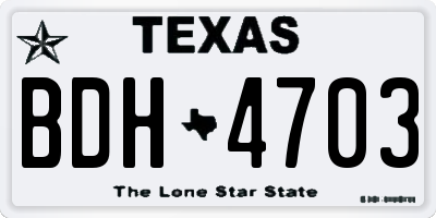 TX license plate BDH4703