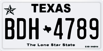 TX license plate BDH4789