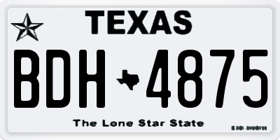 TX license plate BDH4875