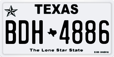 TX license plate BDH4886