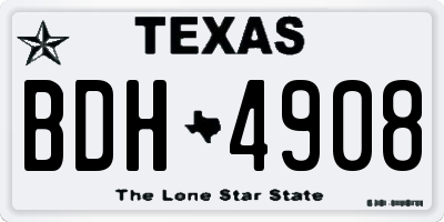 TX license plate BDH4908