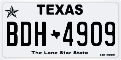 TX license plate BDH4909