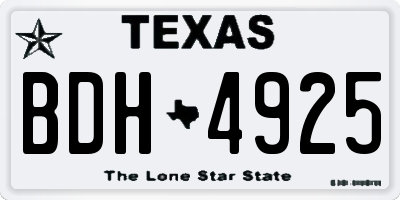 TX license plate BDH4925